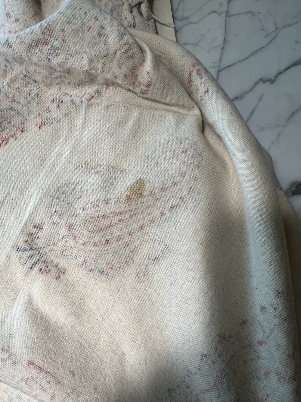 vintage 70-80s hand-block printed floral Paisley Persian textile boho tablecloth